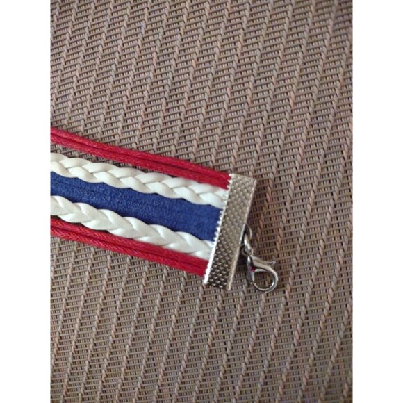 Baseball Cubs Charm Bracelet Rope Braided Band Chicago Red White Blue - Picture 5 of 11